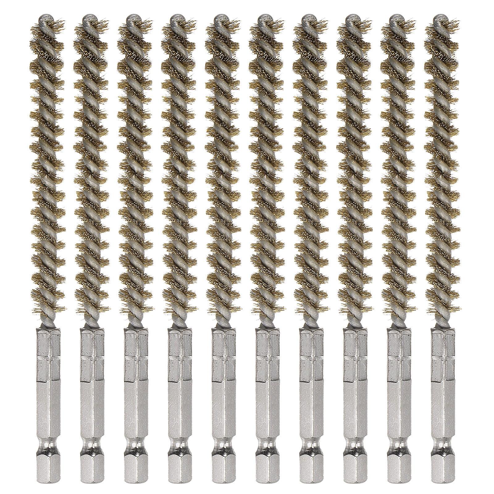 Uxcell 10Pcs Brass Bore Brush 8mm Dia 4.5" Long Cleaning Twisted Wire Brush for Tubes and Bearings