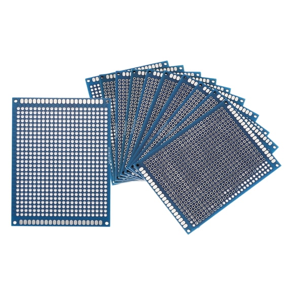 Uxcell 10Pcs Breadboard Solderable 80mm x 60mm Blue Circuit PCB Board Double Sided Tin-Plated PCB Prototype Board for Electronics Prototyping, DIY Circuits Projects