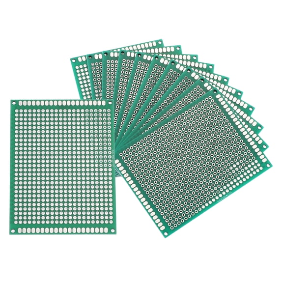 Uxcell 10Pcs Breadboard Solderable 80mm x 60mm Green Circuit PCB Board Double Sided Tin-Plated PCB Prototype Board for Electronics Prototyping, DIY Circuits Projects