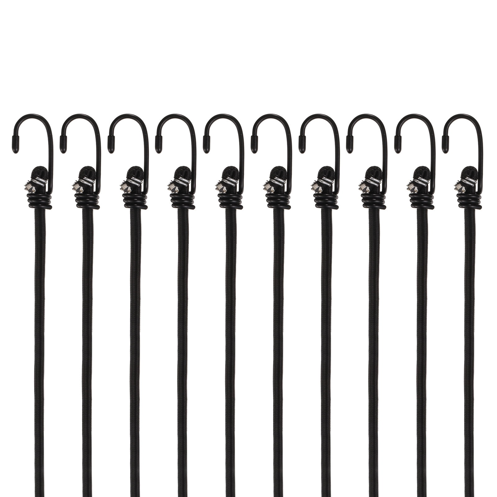 Uxcell 10Pcs Bungee Cord with Hooks 48" Rubber Bungee Cords for Outdoor Camping Straps, Black