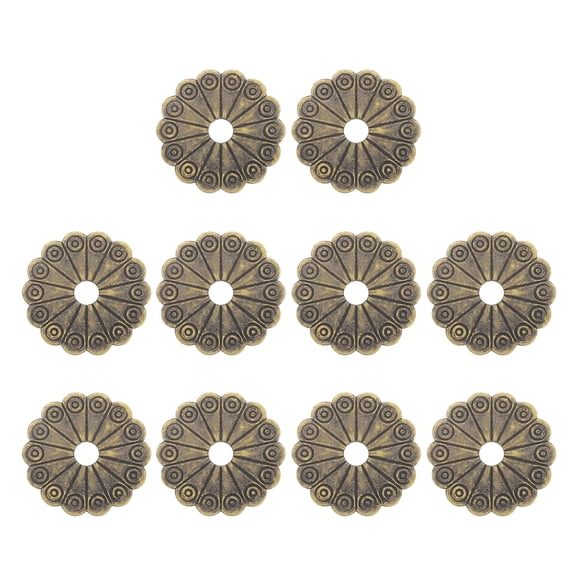 Uxcell 10Pcs Cabinet Knob Backplate, 1.26 Inch Lotus Leaf Shape Brass Backplate Washers Classical Furniture Decoration Gasket for Cabinet Drawer Cupboard Doors Hardware(Bronze Tone)
