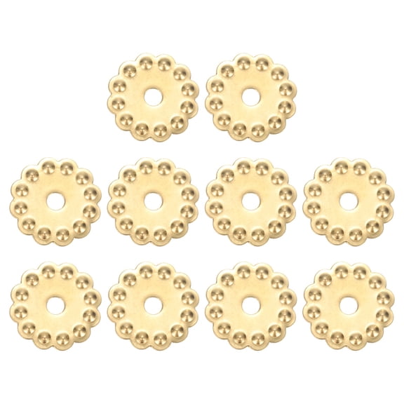 Uxcell 10Pcs Cabinet Knob Backplate, 1" Classical Furniture Decorative Brass Backplate Washers, Vintage Flower Shape Gasket Hardware for Doors, Drawers, Cupboards, Closets, (Size 24)