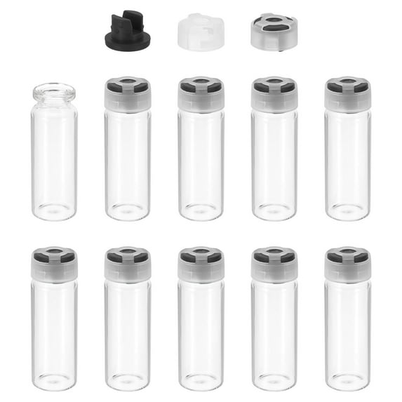 Uxcell 10Pcs Clear Glass Sample Vials, Small Liquid Bottles Black 15ml