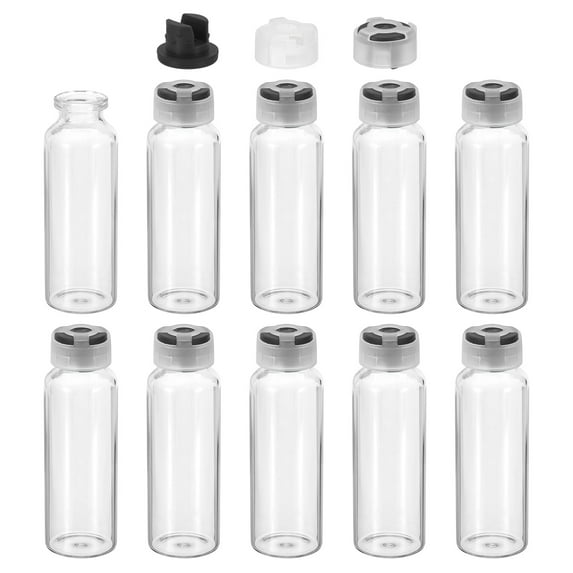 Uxcell 10Pcs Clear Glass Sample Vials, Small Liquid Bottles Black 30ml