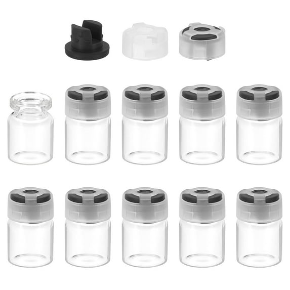 Uxcell 10Pcs Clear Glass Sample Vials, Small Liquid Bottles Black 3ml
