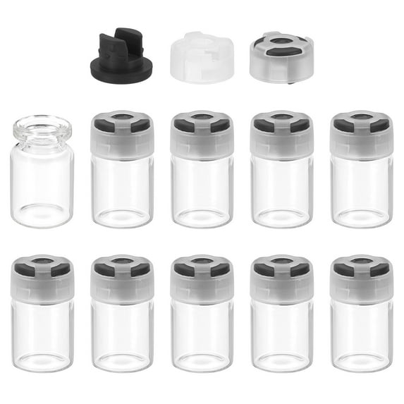 Uxcell 10Pcs Clear Glass Sample Vials, Small Liquid Bottles Black 5ml