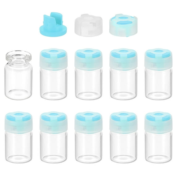 Uxcell 10Pcs Clear Glass Sample Vials, Small Liquid Bottles Blue 5ml