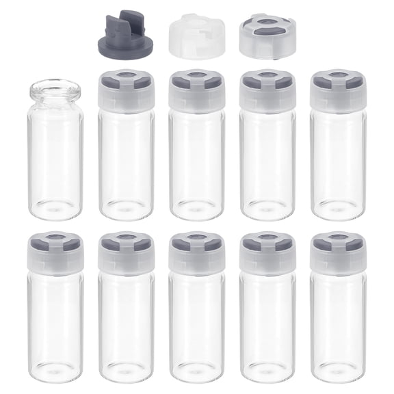 Uxcell 10Pcs Clear Glass Sample Vials, Small Liquid Bottles Gray 10ml