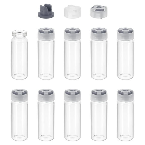Uxcell 10Pcs Clear Glass Sample Vials, Small Liquid Bottles Gray 15ml