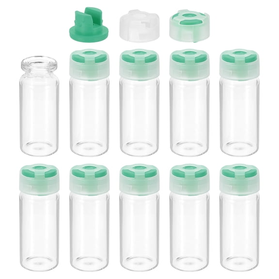 Uxcell 10Pcs Clear Glass Sample Vials, Small Liquid Bottles Green 10ml