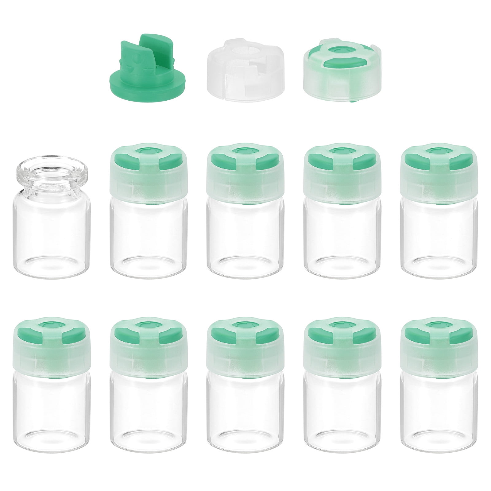 Uxcell 10Pcs Clear Glass Sample Vials, Small Liquid Bottles Green 3ml ...