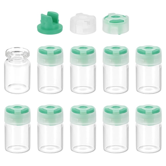 Uxcell 10Pcs Clear Glass Sample Vials, Small Liquid Bottles Green 5ml