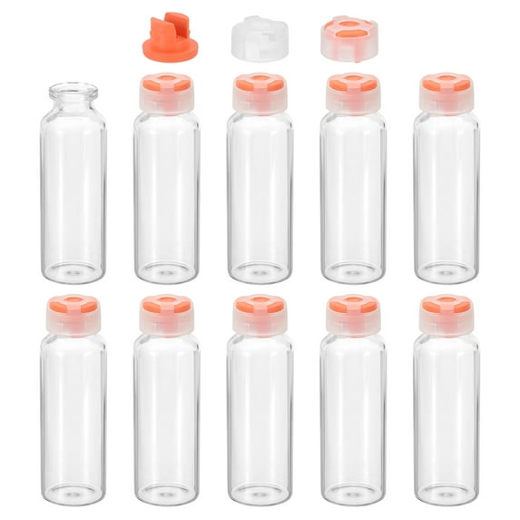 Uxcell 10Pcs Clear Glass Sample Vials, Small Liquid Bottles Orange 30ml