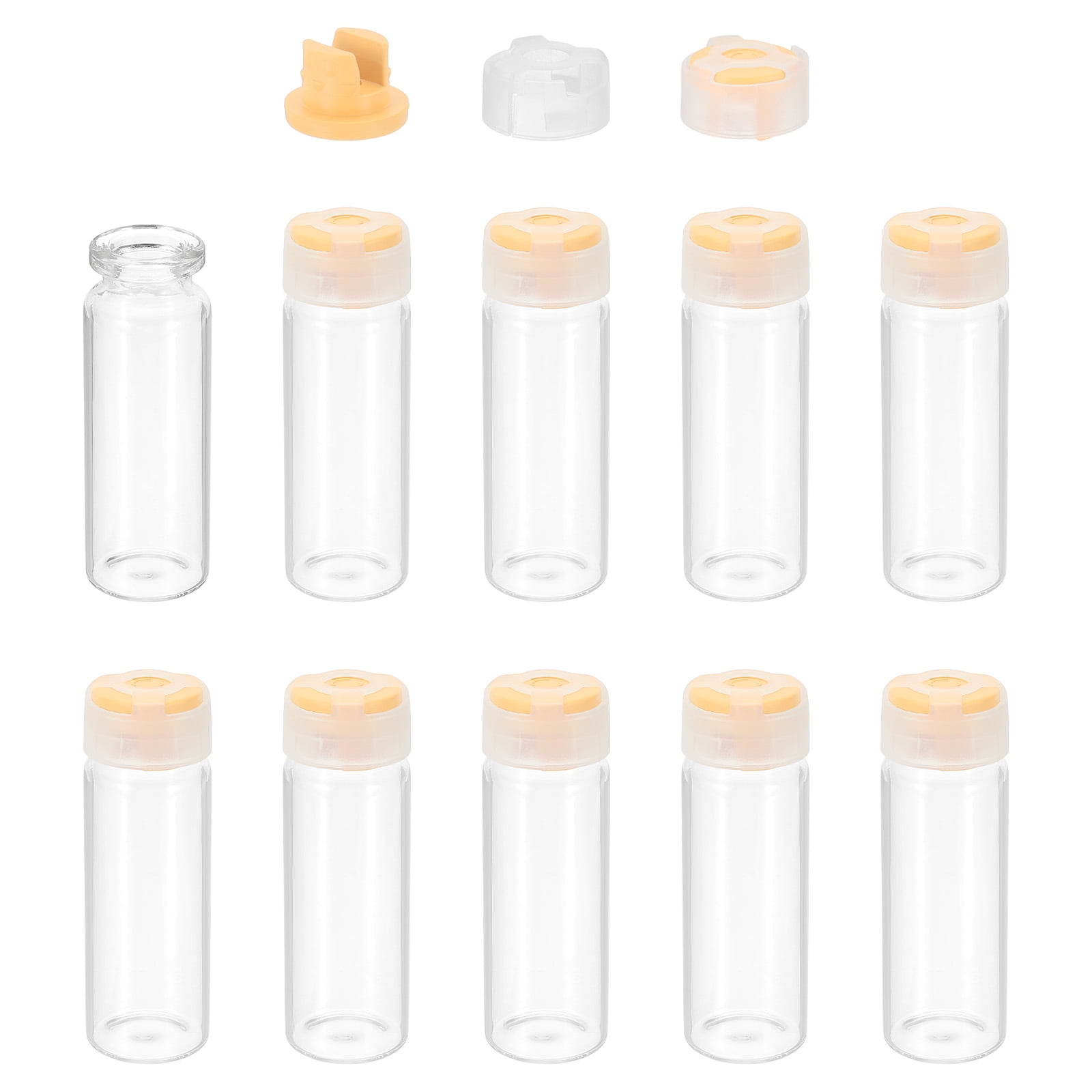 Uxcell 10Pcs Clear Glass Sample Vials, Small Liquid Bottles Yellow 15ml ...