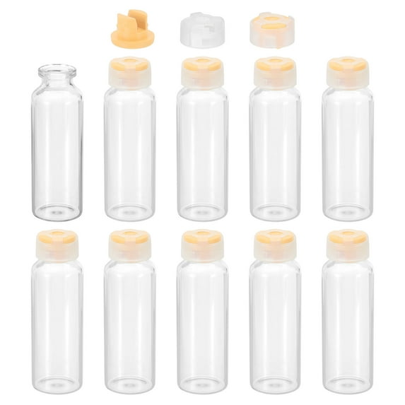 Uxcell 10Pcs Clear Glass Sample Vials, Small Liquid Bottles Yellow 30ml