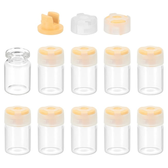 Uxcell 10Pcs Clear Glass Sample Vials, Small Liquid Bottles Yellow 5ml