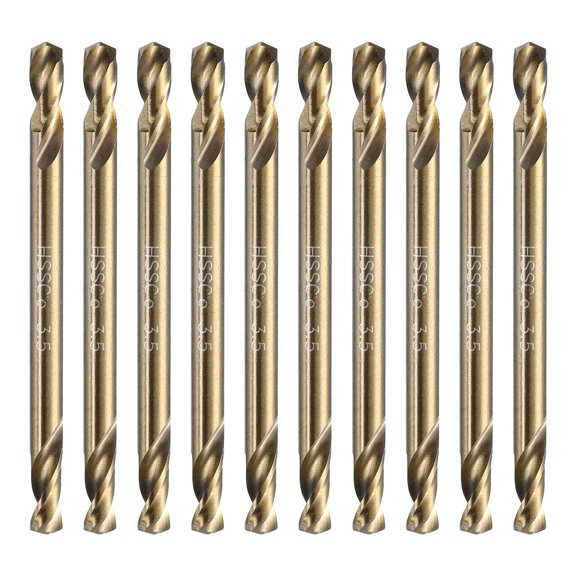 Uxcell 10Pcs Cobalt Drill Bits Double Ended 3.2mm/0.125" M35 High Speed Steel Twist Drill Bit Stubby Body