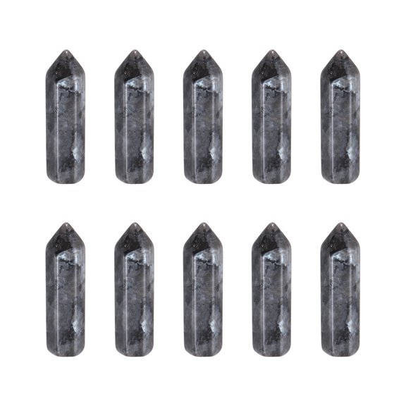 Uxcell 10Pcs Crystals Wands, Black Obsidian Natural Hexagonal Crystal for Chakra Meditation Wire Wrapping Home Decor Bulk Rough Stone Collection, 33 x 8mm