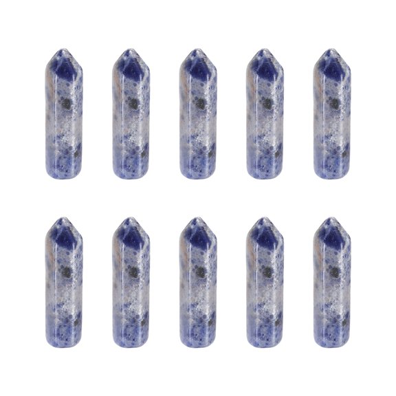 Uxcell 10Pcs Crystals Wands, Blue Dot Stone Natural Hexagonal Crystal for Chakra Meditation Wire Wrapping Home Decor Bulk Rough Stone Collection, 33 x 8mm