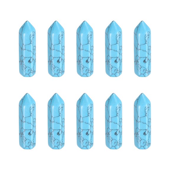 Uxcell 10Pcs Crystals Wands, Blue Howlite Natural Hexagonal Crystal for Chakra Meditation Wire Wrapping Home Decor Bulk Rough Stone Collection, 33 x 8mm