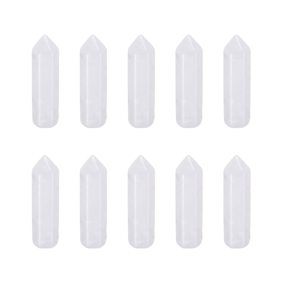 Uxcell 10Pcs Crystals Wands, Clear Quartz Natural Hexagonal Crystal for Chakra Meditation Wire Wrapping Home Decor Bulk Rough Stone Collection, 33 x 8mm