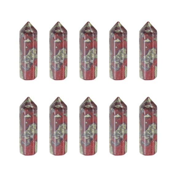 Uxcell 10Pcs Wands Dragon Stone Natural Hexagonal Crystal for Chakra Meditation Wire Wrapping Home Decor Rough 33x8mm