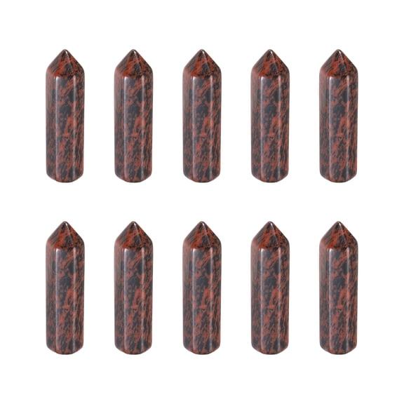 Uxcell 10Pcs Crystals Wands, Gold stone Natural Hexagonal Crystal for Chakra Meditation Wire Wrapping Home Decor Bulk Rough Stone Collection, 33 x 8mm