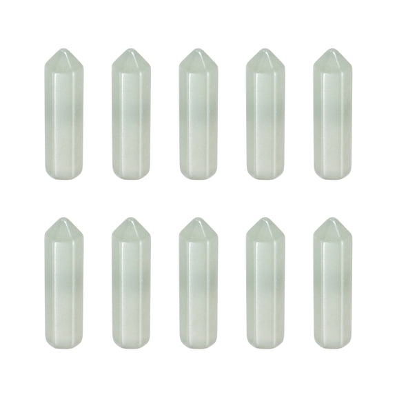 Uxcell 10Pcs Crystals Wands, Green Aventurine Natural Hexagonal Crystal for Chakra Meditation Wire Wrapping Home Decor Bulk Rough Stone Collection, 33 x 8mm