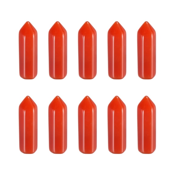 Uxcell 10Pcs Crystals Wands, Red Agate Natural Hexagonal Crystal for Chakra Meditation Wire Wrapping Home Decor Bulk Rough Stone Collection, 31 x 9mm
