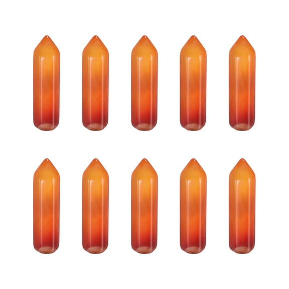 Uxcell 10Pcs Crystals Wands, Red Agate Natural Hexagonal Crystal for Chakra Meditation Wire Wrapping Home Decor Bulk Rough Stone Collection, 33 x 8mm
