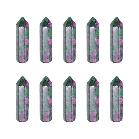 Uxcell 10Pcs Wands Red Green Crystal Natural Hexagonal Crystal for Chakra Meditation Wire Wrapping Home Decor Rough 33x8mm