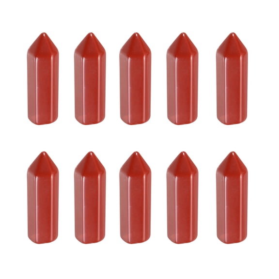 Uxcell 10Pcs Crystals Wands, Red Jasper Natural Hexagonal Crystal for Chakra Meditation Wire Wrapping Home Decor Bulk Rough Stone Collection, 31 x 9mm