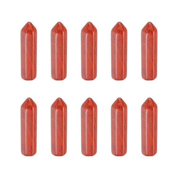 Uxcell 10Pcs Crystals Wands, Red Jasper Natural Hexagonal Crystal for Chakra Meditation Wire Wrapping Home Decor Bulk Rough Stone Collection, 33 x 8mm