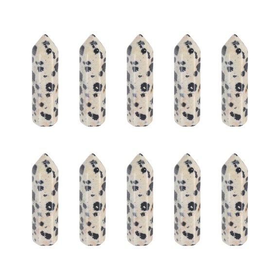 Uxcell 10Pcs Crystals Wands, Spotted Stone Natural Hexagonal Crystal for Chakra Meditation Wire Wrapping Home Decor Bulk Rough Stone Collection, 33 x 8mm