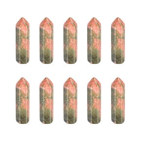 Uxcell 10Pcs Wands Tree Agate Natural Hexagonal Crystal for Chakra Meditation Wire Wrapping Home Decor Rough 33x8mm