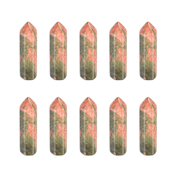 Uxcell 10Pcs Crystals Wands, Tree Agate Natural Hexagonal Crystal for Chakra Meditation Wire Wrapping Home Decor Bulk Rough Stone Collection, 33 x 8mm
