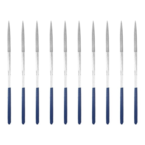 Uxcell 10Pcs Diamond File 3 x 140mm 100 Grit Diamond Needle Silver Files for Metal Glass Wood Stone Grinding Polishing Engraving, Square