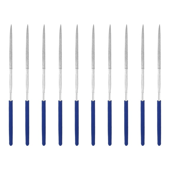 Uxcell 10Pcs Diamond File 3 x 140mm 100 Grit Diamond Needle Silver Files for Metal Glass Wood Stone Grinding Polishing Engraving, Triangular