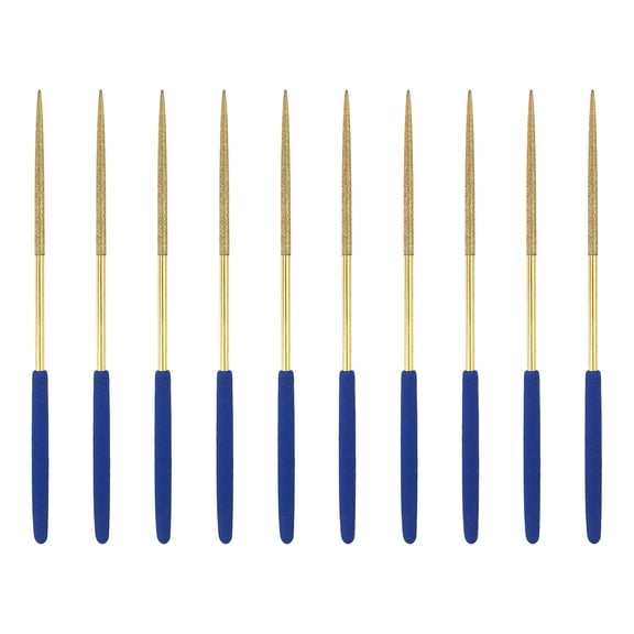Uxcell 10Pcs Diamond File 3 x 140mm 120 Grit Diamond Needle Gold Files for Metal Glass Wood Stone Grinding Polishing Engraving, Round