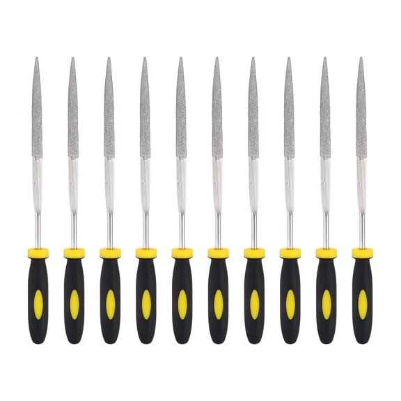 Uxcell 10Pcs Diamond File 3 x 148mm 120 Grit Diamond Needle Narrow Flat Files for Metal Glass Wood Stone Grinding Polishing Engraving