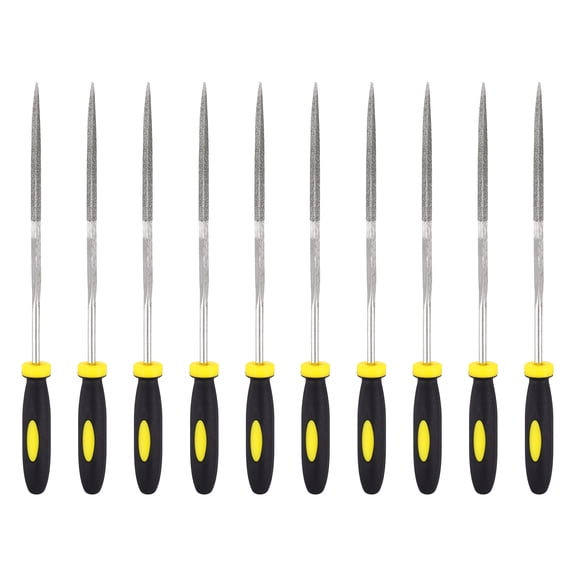 Uxcell 10Pcs Diamond File 3 x 150mm 120 Grit Diamond Needle Triangular Files for Metal Glass Wood Stone Grinding Polishing Engraving