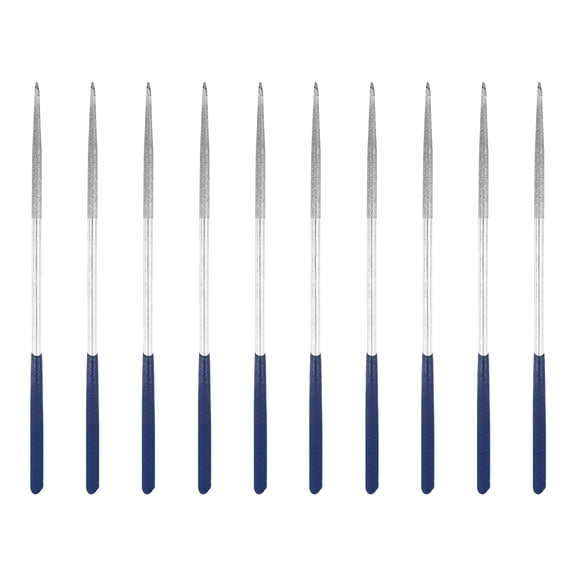 Uxcell 10Pcs Diamond File 4 x 160mm 100 Grit Diamond Needle Silver Files for Metal Glass Wood Stone Grinding Polishing Engraving, Round