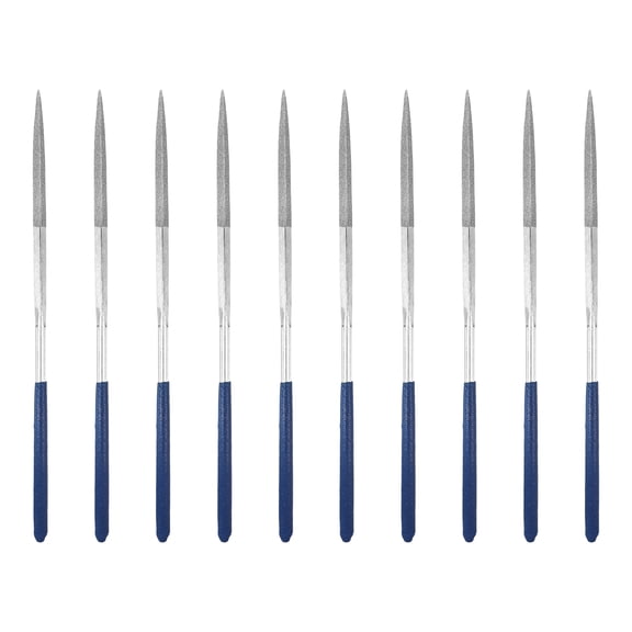 Uxcell 10Pcs Diamond File 4 x 160mm 100 Grit Diamond Needle Silver Files for Metal Glass Wood Stone Grinding Polishing Engraving, Square
