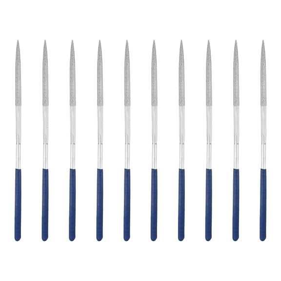 Uxcell 10Pcs Diamond File 4 x 160mm 100 Grit Diamond Needle Silver Files for Metal Glass Wood Stone Grinding Polishing Engraving, Triangular