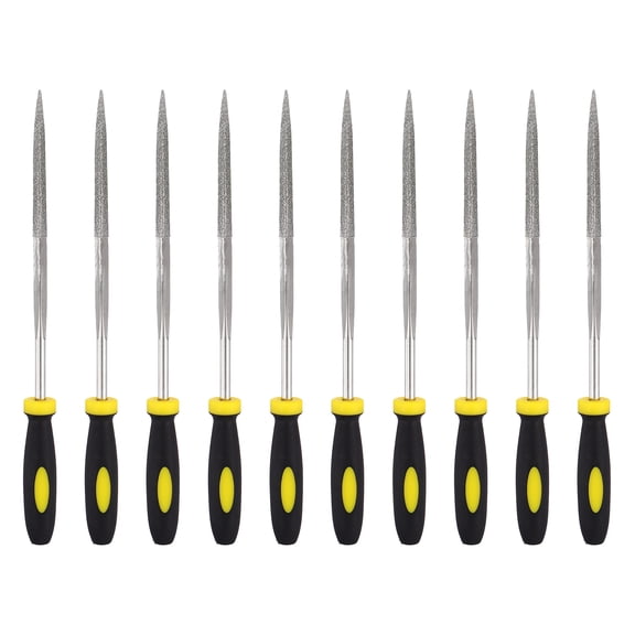 Uxcell 10Pcs Diamond File 4 x 160mm 120 Grit Diamond Needle Triangular Files for Metal Glass Wood Stone Grinding Polishing Engraving