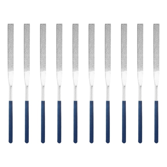 Uxcell 10Pcs Diamond File 5 x 180mm 100 Grit Diamond Needle Silver Files for Metal Glass Wood Stone Grinding Polishing Engraving, Narrow Flat