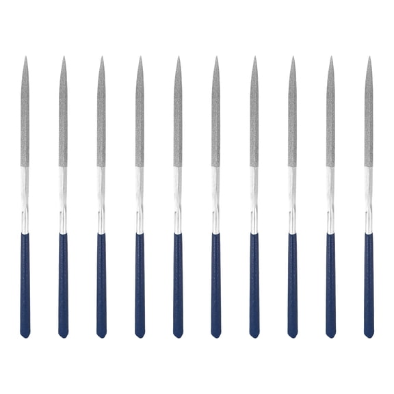 Uxcell 10Pcs Diamond File 5 x 180mm 100 Grit Diamond Needle Silver Files for Metal Glass Wood Stone Grinding Polishing Engraving, Triangular