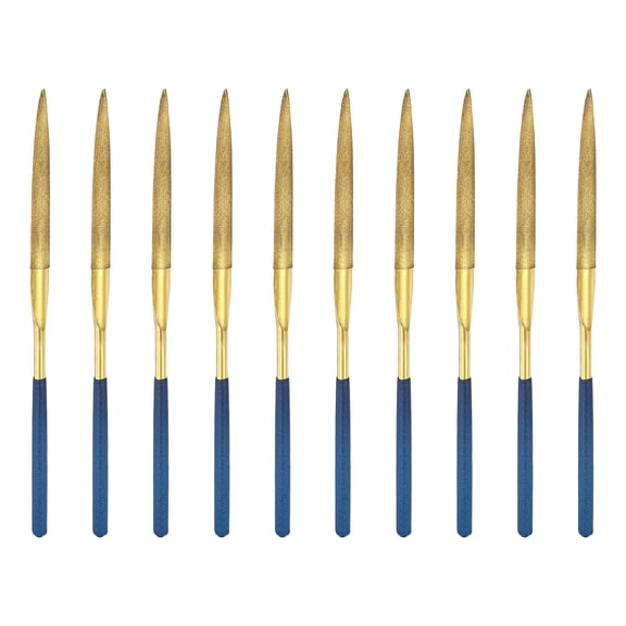 Uxcell 10Pcs Diamond File 5 x 180mm 120 Grit Diamond Needle Gold Files for Metal Glass Wood Stone Grinding Polishing Engraving, Half-Round