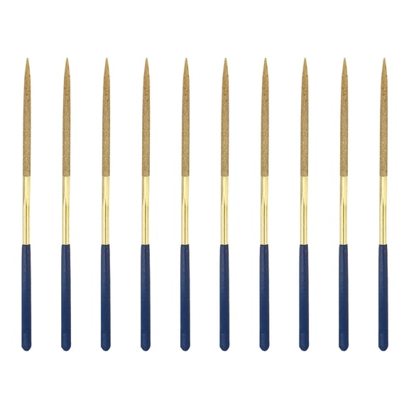 Uxcell 10Pcs Diamond File 5 x 180mm 120 Grit Diamond Needle Gold Files for Metal Glass Wood Stone Grinding Polishing Engraving, Square