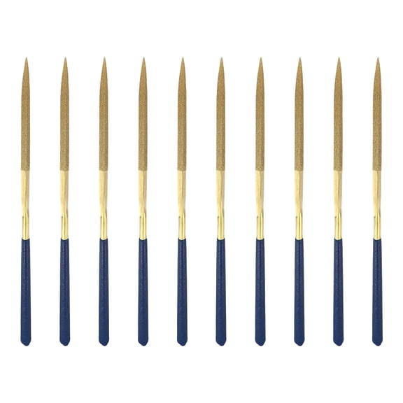 Uxcell 10Pcs Diamond File 5 x 180mm 120 Grit Diamond Needle Gold Files for Metal Glass Wood Stone Grinding Polishing Engraving, Triangular